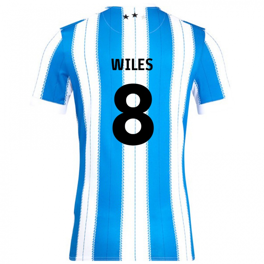 Férfi Ben Wiles #8 Kék Fehér Hazai Jersey 2024/25 Mez Póló Ing