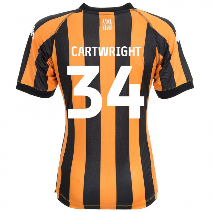 Férfi Harvey Cartwright #34 Fekete Borostyán Hazai Jersey 2024/25 Mez Póló Ing