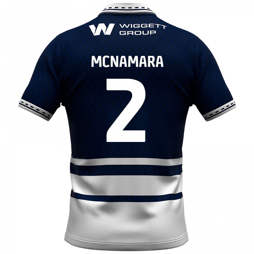 Férfi Danny Mcnamara #2 Sötétkék Fehér Hazai Jersey 2024/25 Mez Póló Ing