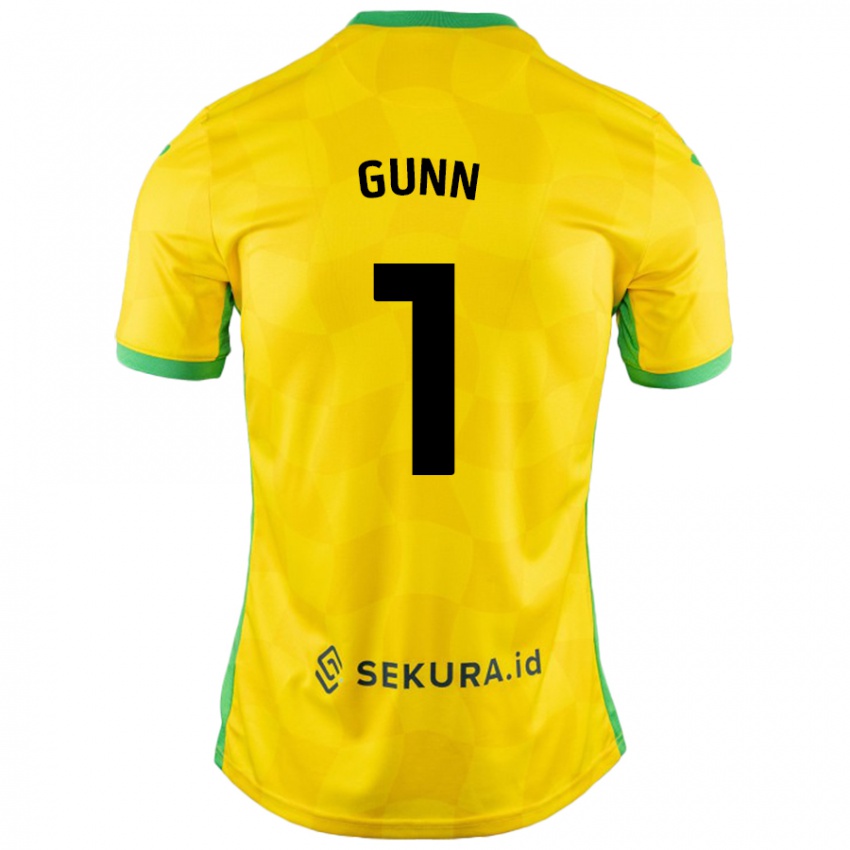 Férfi Angus Gunn #1 Sárga Zöld Hazai Jersey 2024/25 Mez Póló Ing