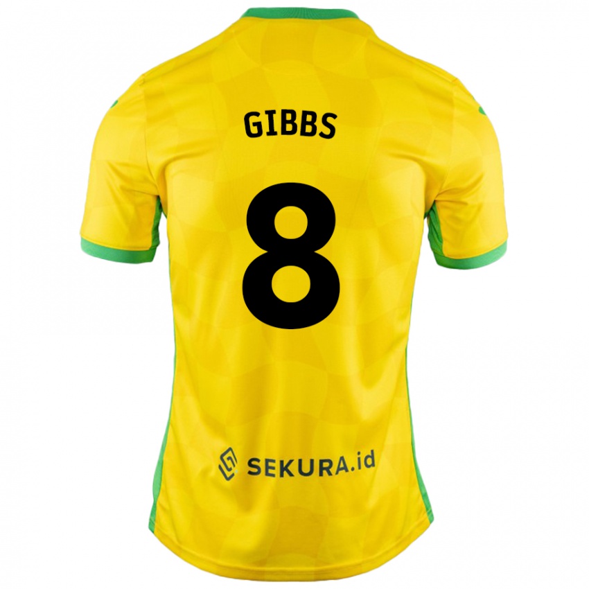 Férfi Liam Gibbs #8 Sárga Zöld Hazai Jersey 2024/25 Mez Póló Ing