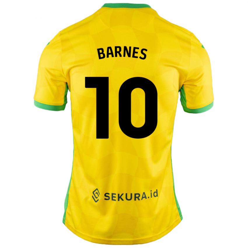 Férfi Ashley Barnes #10 Sárga Zöld Hazai Jersey 2024/25 Mez Póló Ing