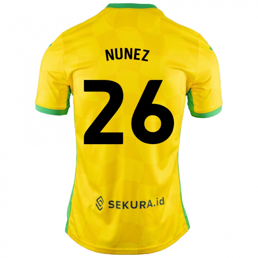 Férfi Marcelino Núñez #26 Sárga Zöld Hazai Jersey 2024/25 Mez Póló Ing