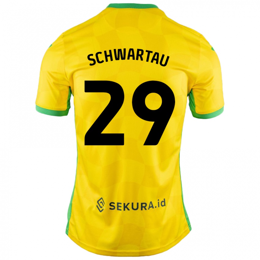 Férfi Oscar Schwartau #29 Sárga Zöld Hazai Jersey 2024/25 Mez Póló Ing