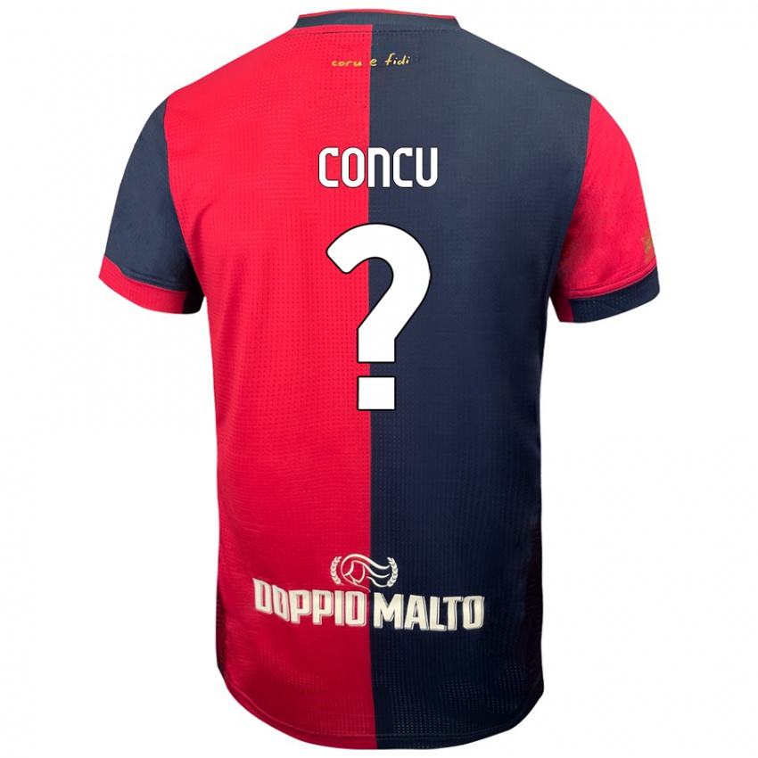 Férfi Marco Concu #0 Piros Sötétebb Kék Hazai Jersey 2024/25 Mez Póló Ing