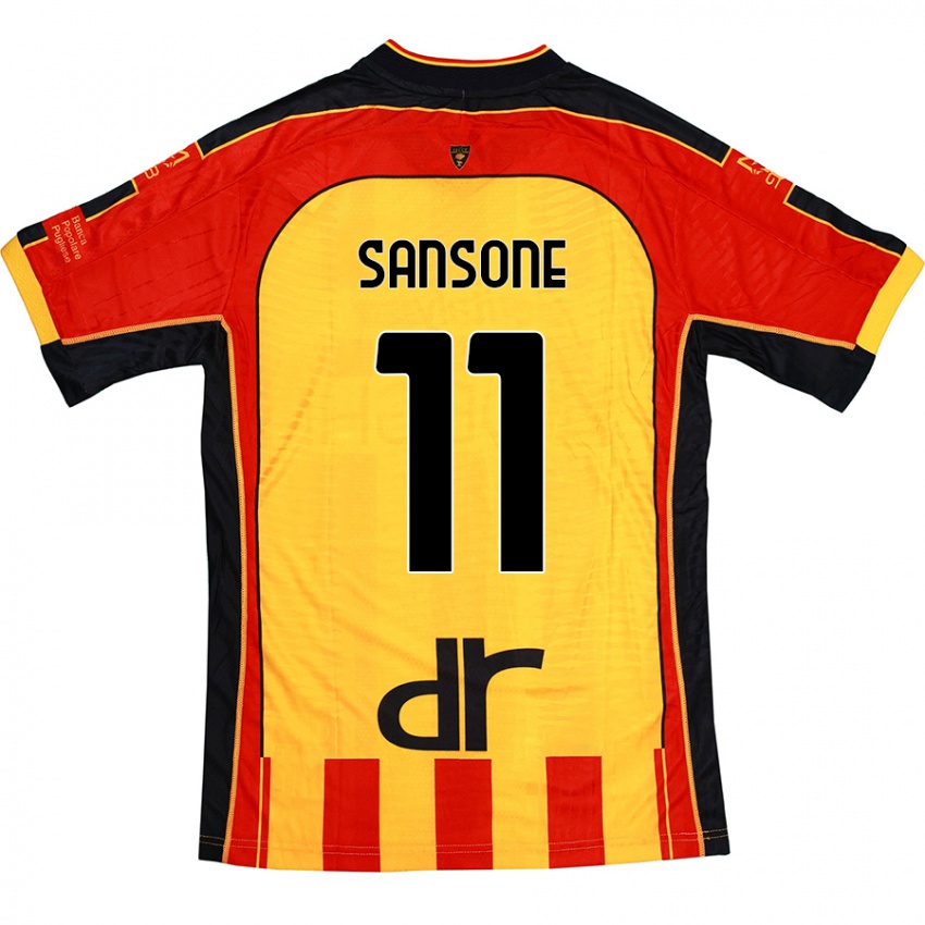 Férfi Nicola Sansone #11 Sárga Piros Hazai Jersey 2024/25 Mez Póló Ing