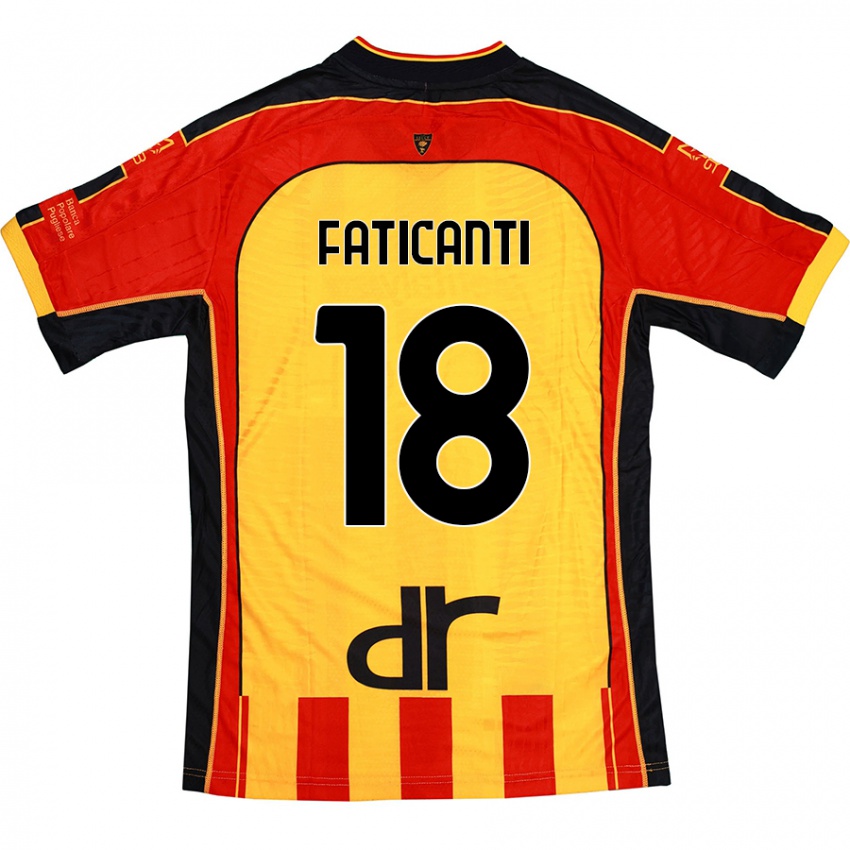 Férfi Giacomo Faticanti #18 Sárga Piros Hazai Jersey 2024/25 Mez Póló Ing