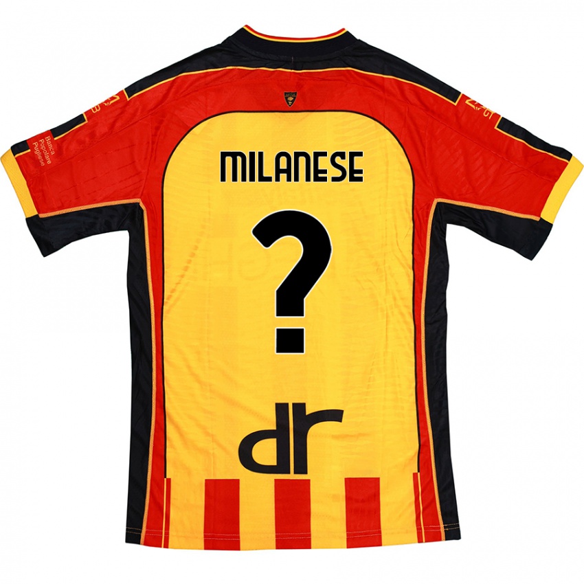 Férfi Gianmarco Milanese #0 Sárga Piros Hazai Jersey 2024/25 Mez Póló Ing