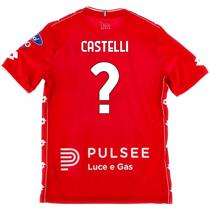 Férfi Davide Castelli #0 Piros Fehér Hazai Jersey 2024/25 Mez Póló Ing