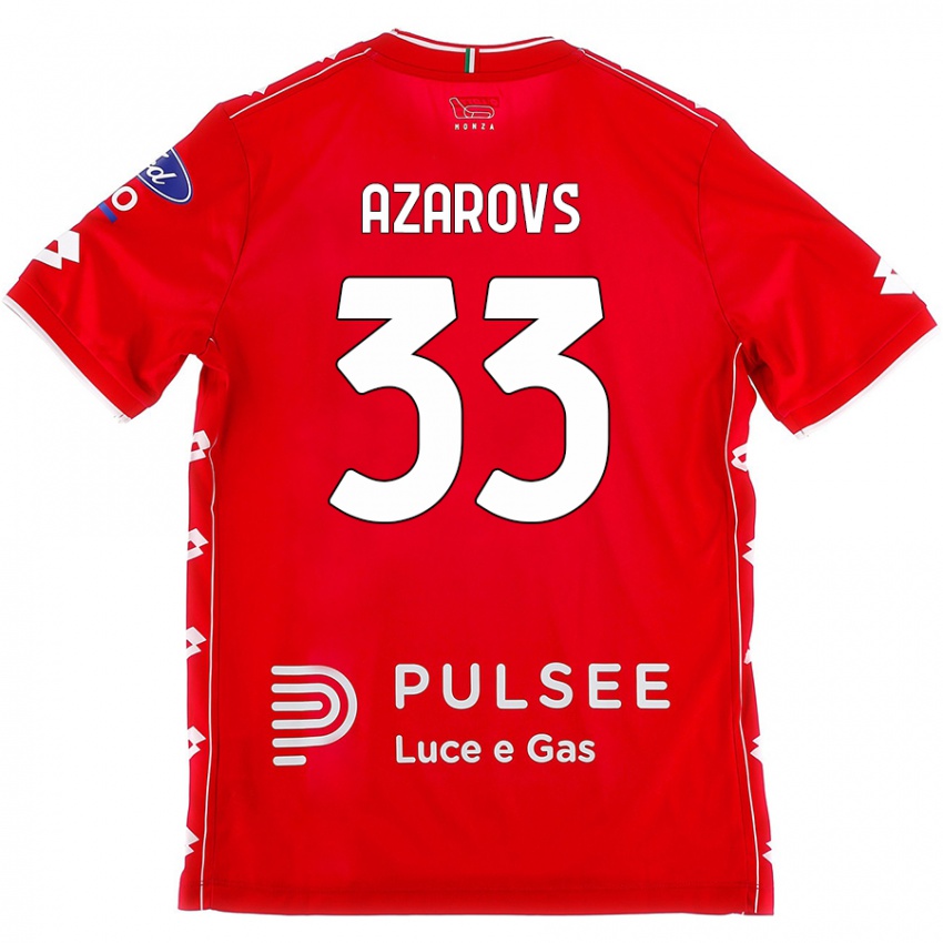 Férfi Timurs Azarovs #33 Piros Fehér Hazai Jersey 2024/25 Mez Póló Ing