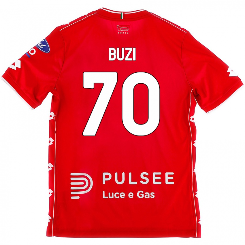 Férfi Luis Buzi #70 Piros Fehér Hazai Jersey 2024/25 Mez Póló Ing