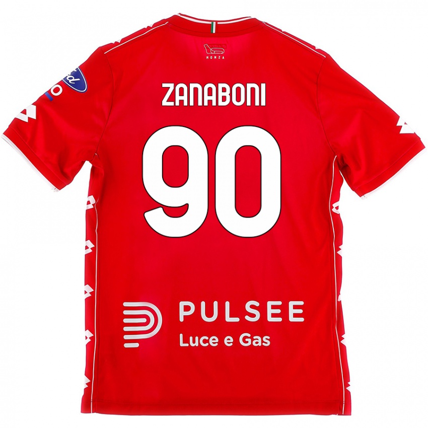 Férfi Emanuele Zanaboni #90 Piros Fehér Hazai Jersey 2024/25 Mez Póló Ing