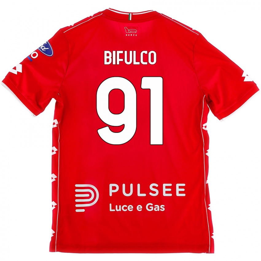 Férfi Davide Bifulco #91 Piros Fehér Hazai Jersey 2024/25 Mez Póló Ing