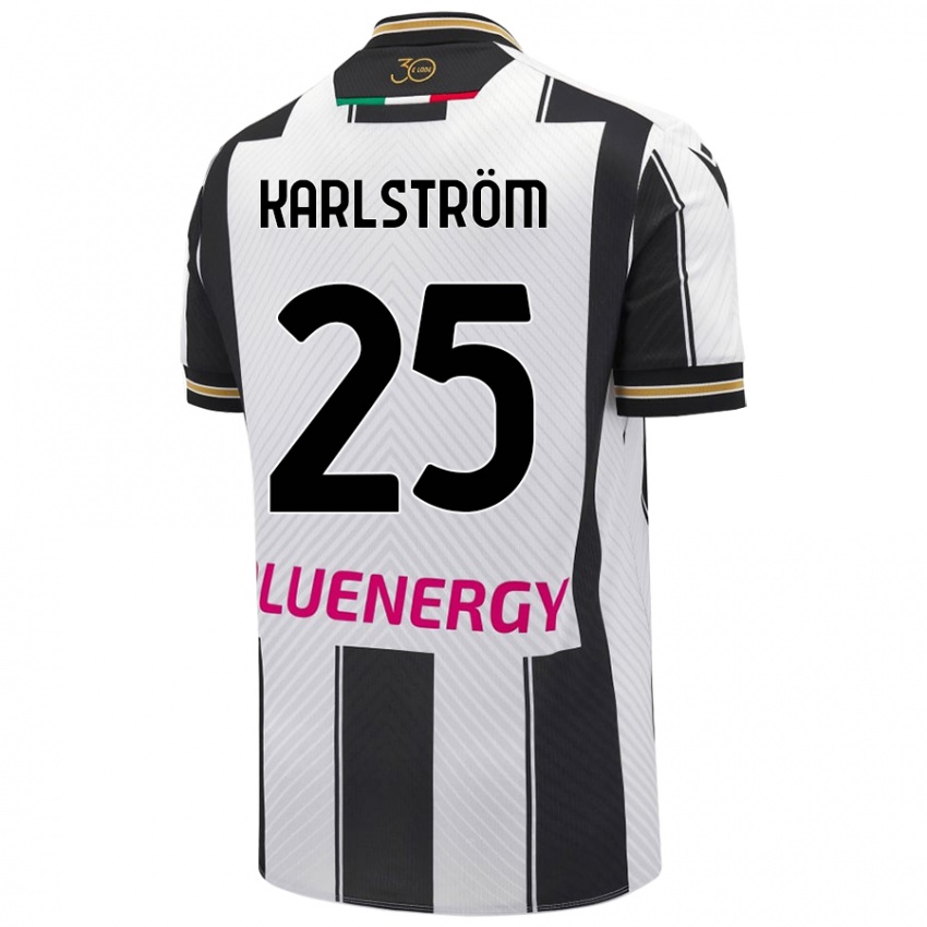 Férfi Jesper Karlström #25 Fehér Fekete Hazai Jersey 2024/25 Mez Póló Ing