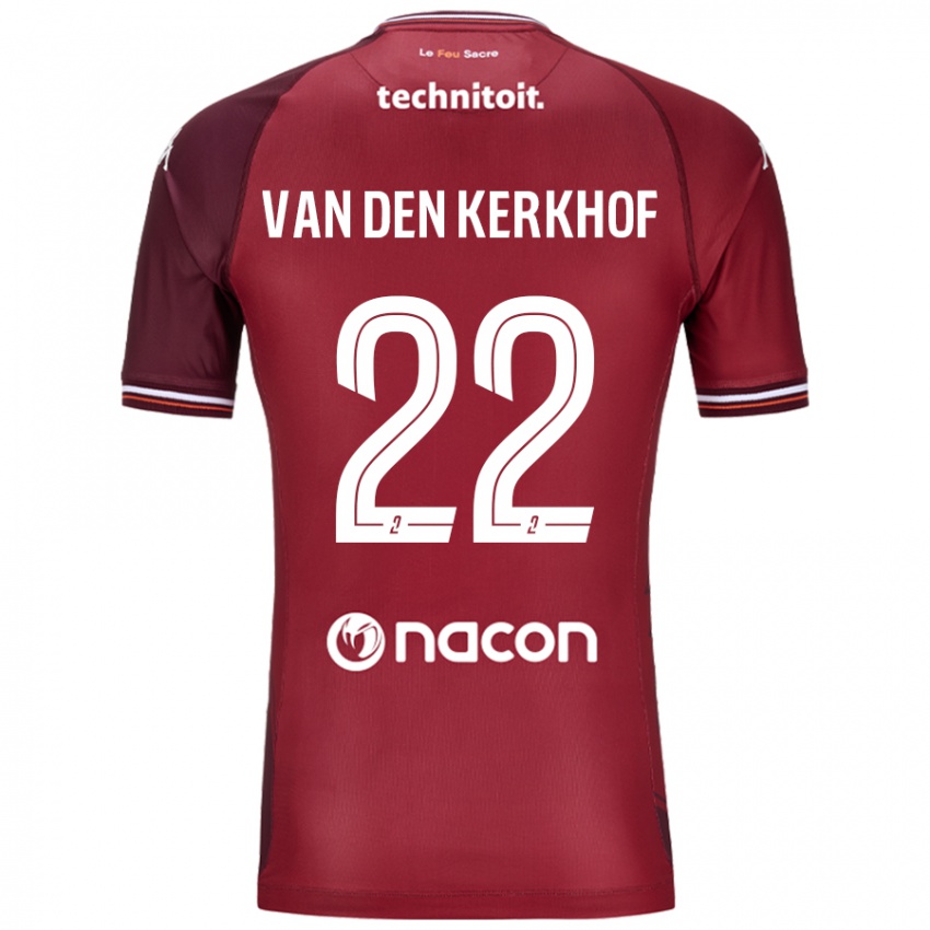 Férfi Kevin Van Den Kerkhof #22 Piros Granata Hazai Jersey 2024/25 Mez Póló Ing