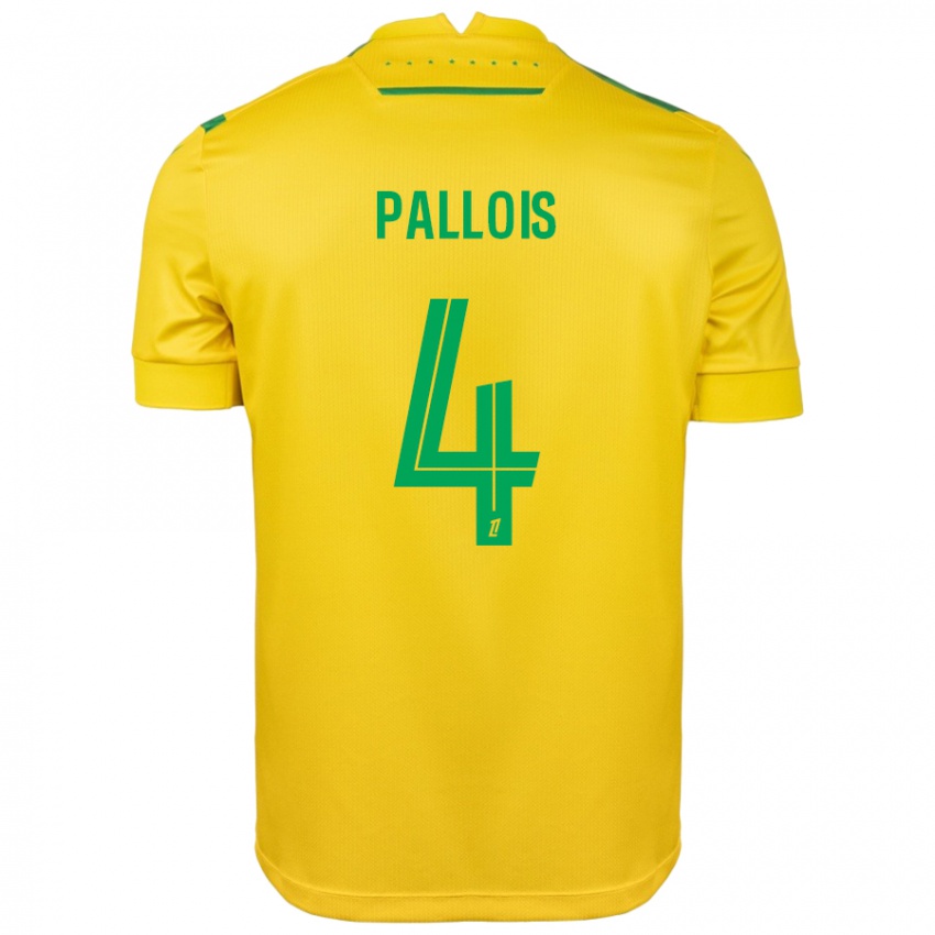 Férfi Nicolas Pallois #4 Sárga Zöld Hazai Jersey 2024/25 Mez Póló Ing