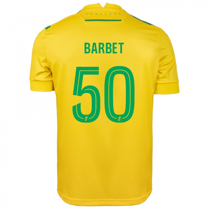 Férfi Hugo Barbet #50 Sárga Zöld Hazai Jersey 2024/25 Mez Póló Ing