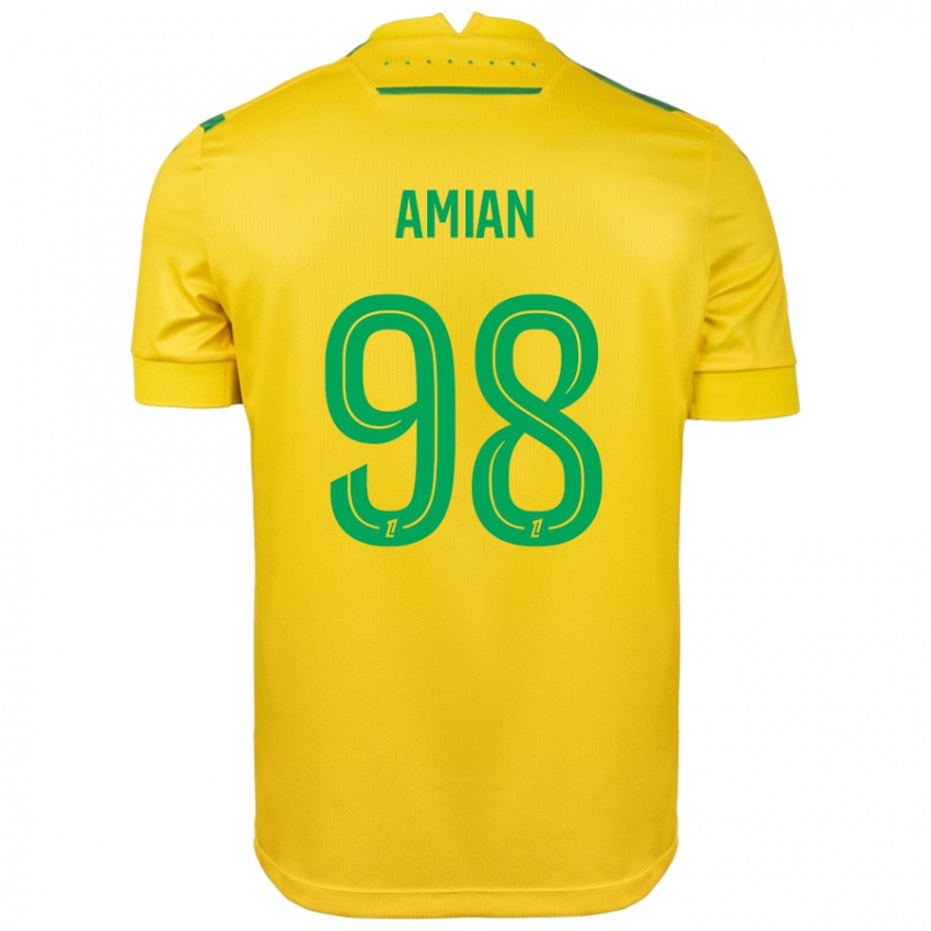 Férfi Kelvin Amian #98 Sárga Zöld Hazai Jersey 2024/25 Mez Póló Ing