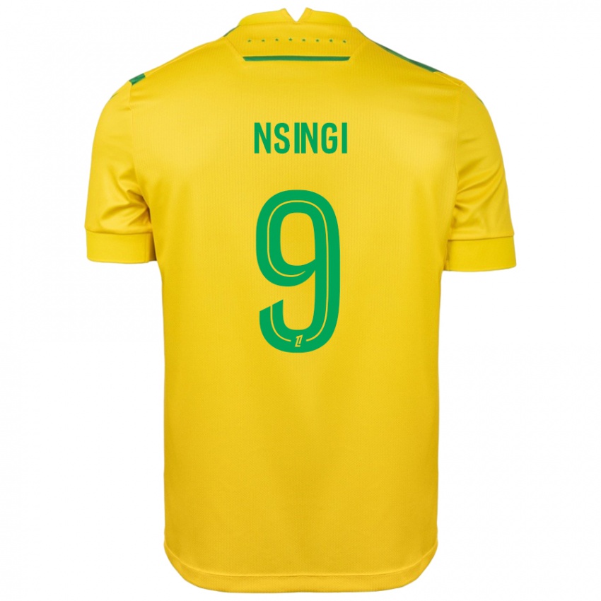 Férfi Plamedi Nsingi #9 Sárga Zöld Hazai Jersey 2024/25 Mez Póló Ing