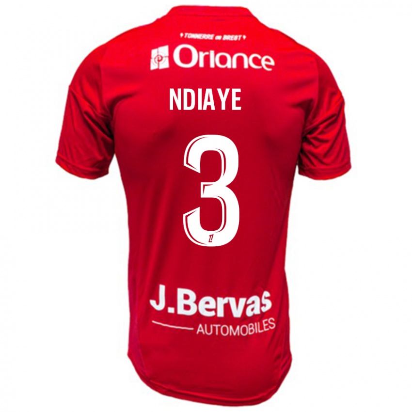 Férfi Abdoulaye Ndiaye #3 Piros Fehér Hazai Jersey 2024/25 Mez Póló Ing