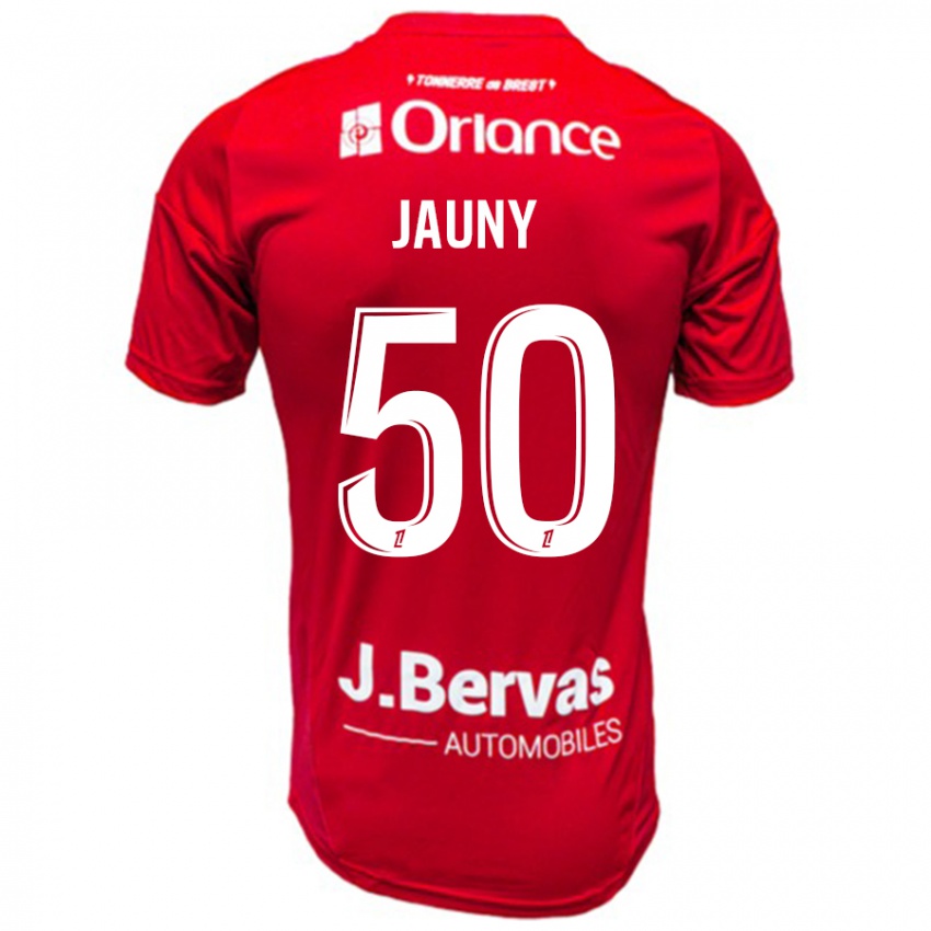 Férfi Noah Jauny #50 Piros Fehér Hazai Jersey 2024/25 Mez Póló Ing