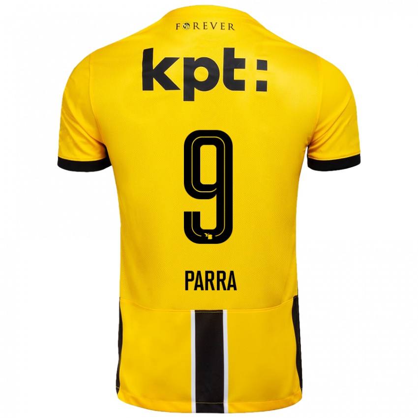 Férfi Hugo Parra #9 Sárga Fekete Hazai Jersey 2024/25 Mez Póló Ing