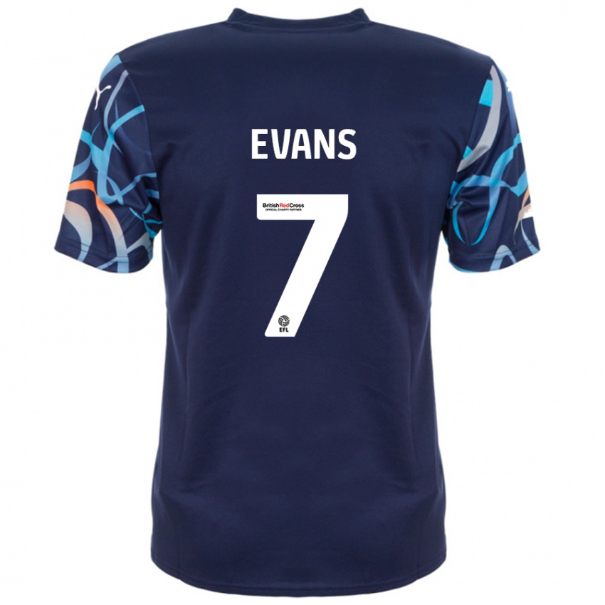 Férfi Lee Evans #7 Sötétkék Idegenbeli Jersey 2024/25 Mez Póló Ing