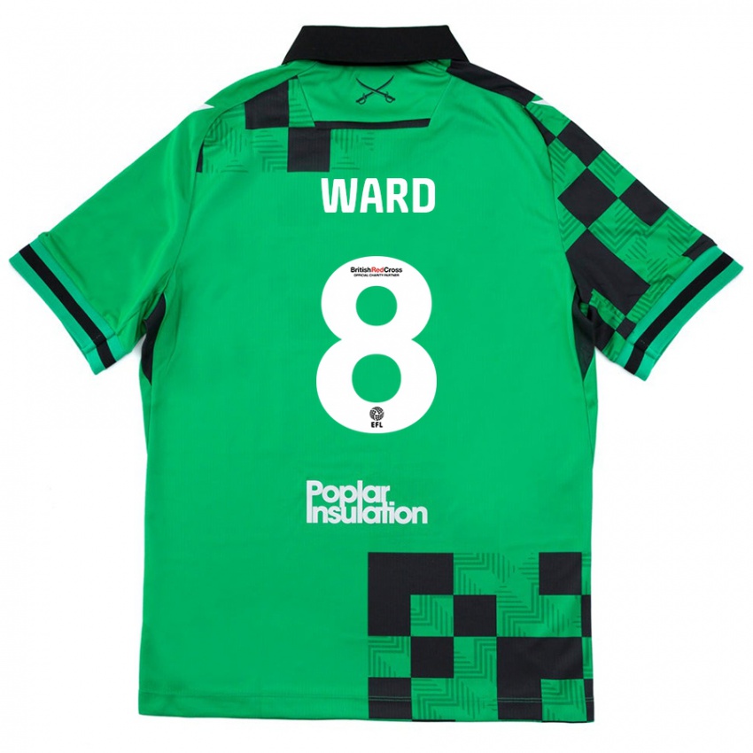 Férfi Grant Ward #8 Zöld Fekete Idegenbeli Jersey 2024/25 Mez Póló Ing