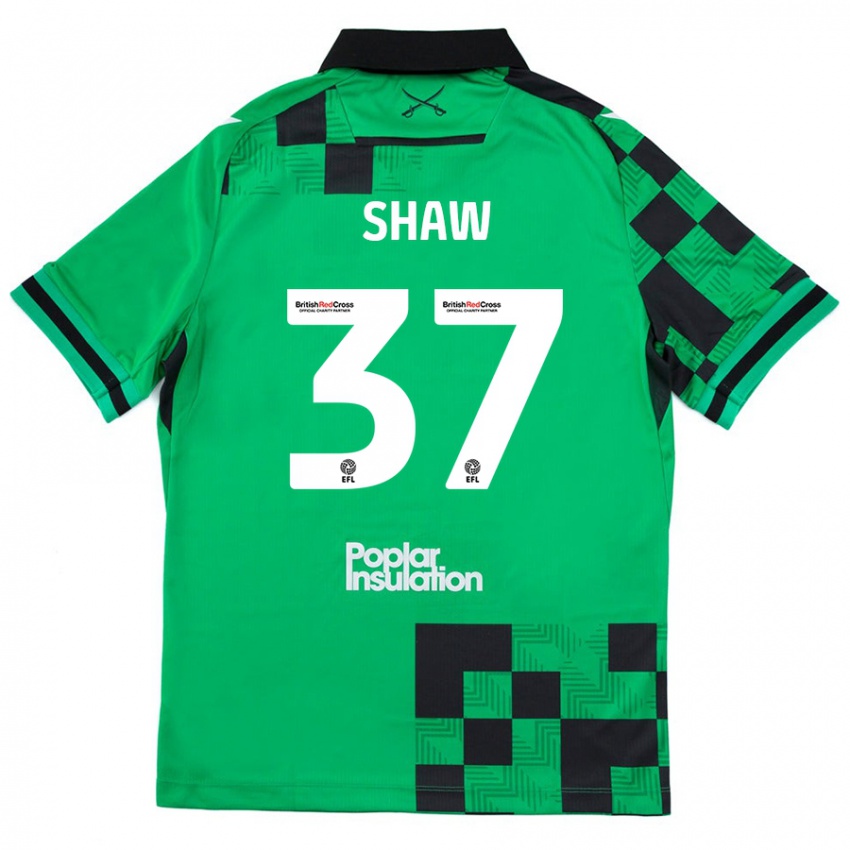 Férfi Kofi Shaw #37 Zöld Fekete Idegenbeli Jersey 2024/25 Mez Póló Ing