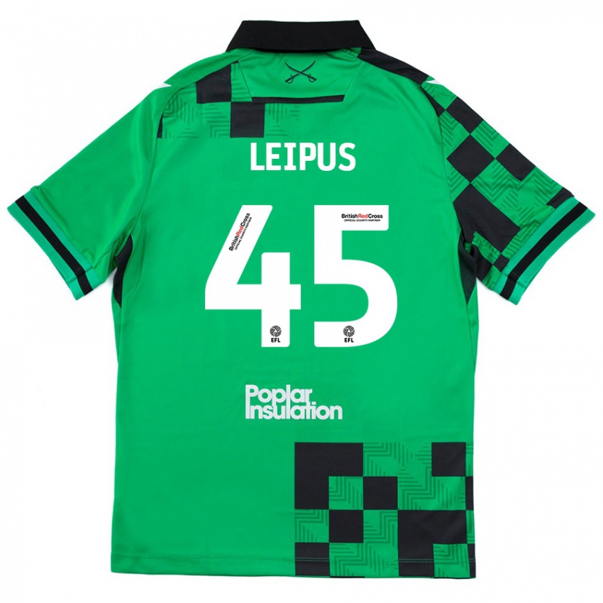 Férfi Brooklyn Leipus #45 Zöld Fekete Idegenbeli Jersey 2024/25 Mez Póló Ing