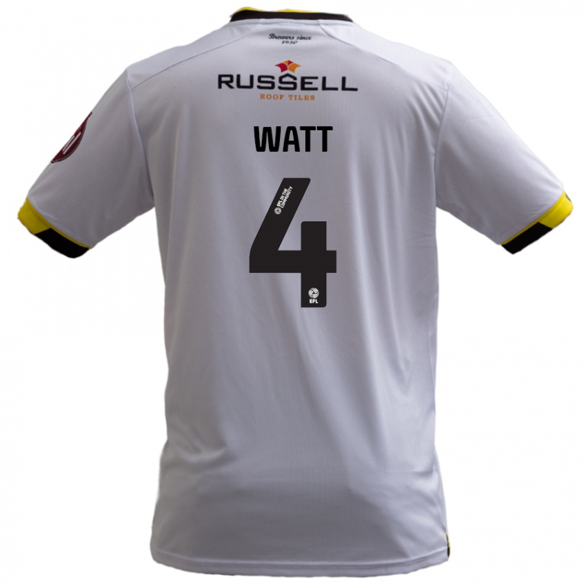 Férfi Elliot Watt #4 Fehér Idegenbeli Jersey 2024/25 Mez Póló Ing