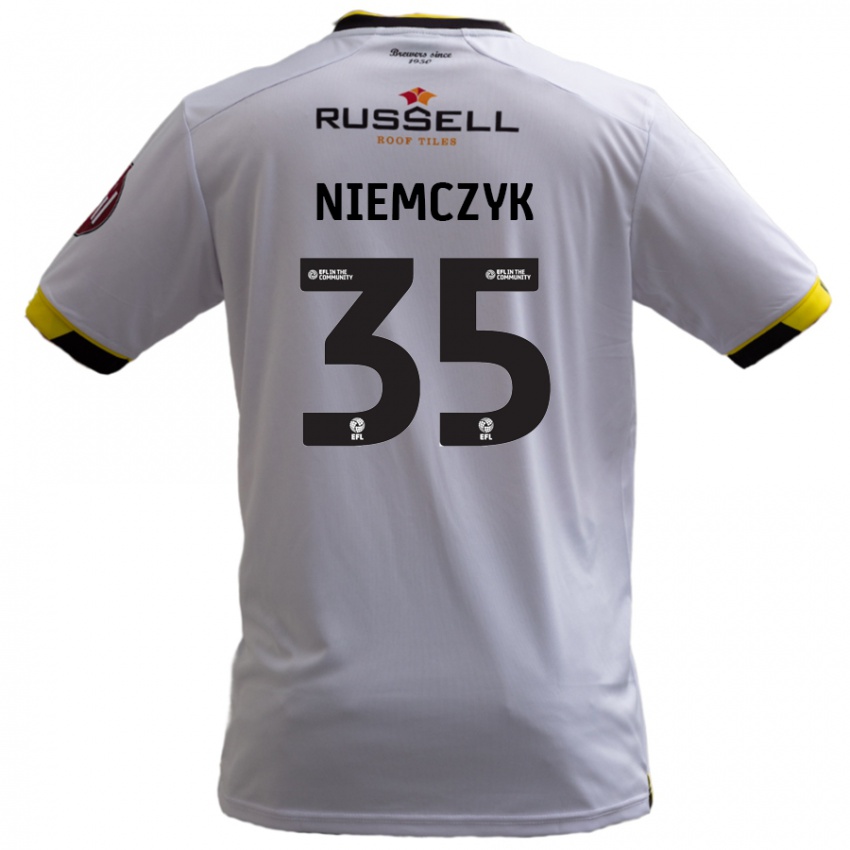 Férfi Jakub Niemczyk #35 Fehér Idegenbeli Jersey 2024/25 Mez Póló Ing