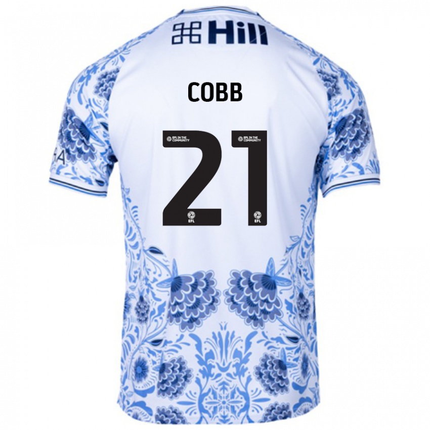 Férfi Serena Cobb #21 Fehér Kék Idegenbeli Jersey 2024/25 Mez Póló Ing