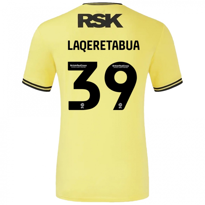 Férfi Josh Laqeretabua #39 Sárga Fekete Idegenbeli Jersey 2024/25 Mez Póló Ing