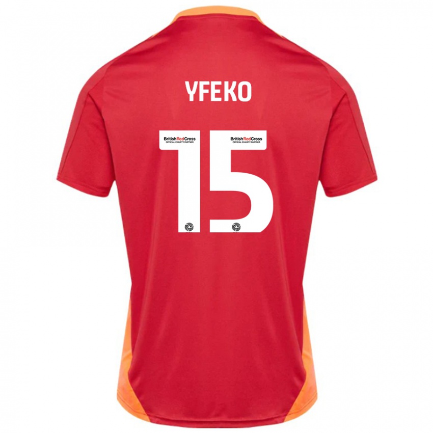 Férfi Johnly Yfeko #15 Kék Törtfehér Idegenbeli Jersey 2024/25 Mez Póló Ing