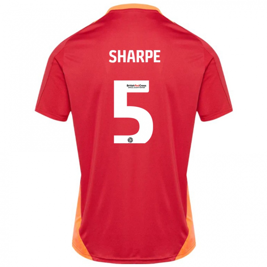 Férfi Manfy Sharpe #5 Kék Törtfehér Idegenbeli Jersey 2024/25 Mez Póló Ing