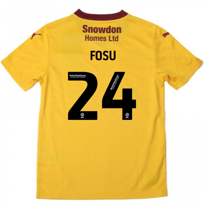 Férfi Tariqe Fosu #24 Narancssárga Burgundi Idegenbeli Jersey 2024/25 Mez Póló Ing