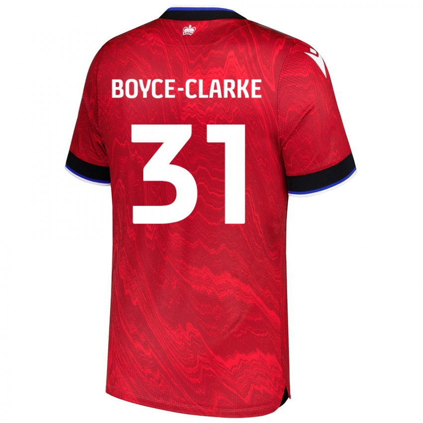 Férfi Coniah Boyce-Clarke #31 Piros Fekete Idegenbeli Jersey 2024/25 Mez Póló Ing