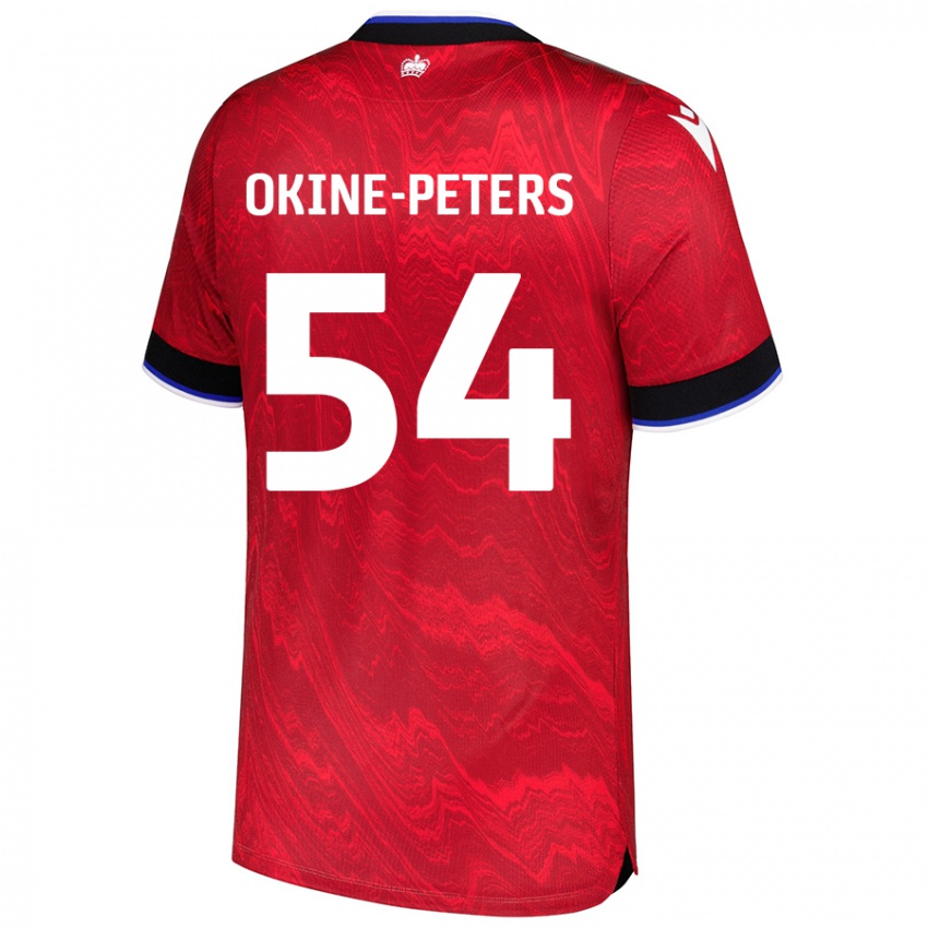 Férfi Jeremiah Okine-Peters #54 Piros Fekete Idegenbeli Jersey 2024/25 Mez Póló Ing