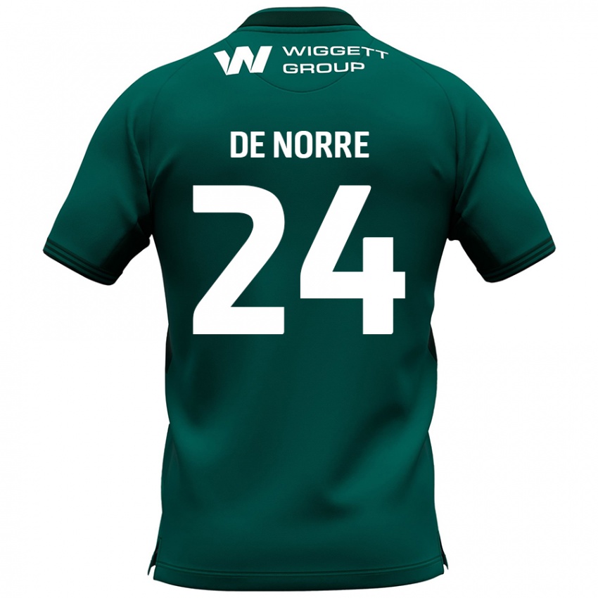 Férfi Casper De Norre #24 Zöld Idegenbeli Jersey 2024/25 Mez Póló Ing