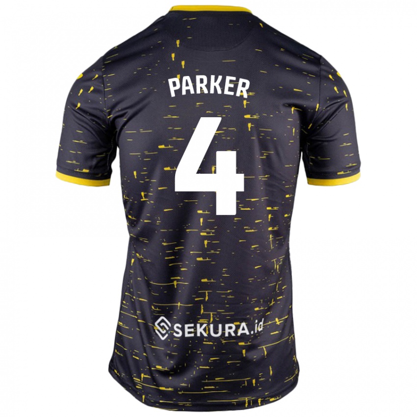 Férfi Alice Parker #4 Fekete Sárga Idegenbeli Jersey 2024/25 Mez Póló Ing