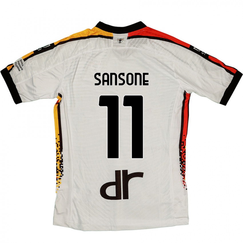 Férfi Nicola Sansone #11 Fehér Fekete Idegenbeli Jersey 2024/25 Mez Póló Ing