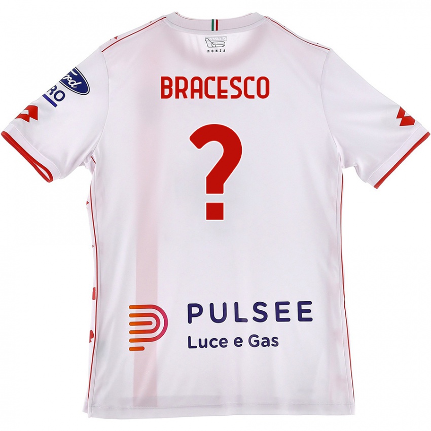 Férfi Riccardo Bracesco #0 Fehér Piros Idegenbeli Jersey 2024/25 Mez Póló Ing