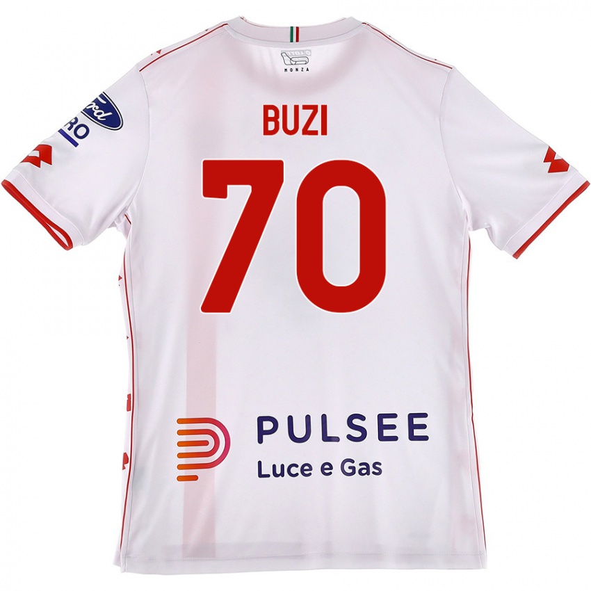 Férfi Luis Buzi #70 Fehér Piros Idegenbeli Jersey 2024/25 Mez Póló Ing