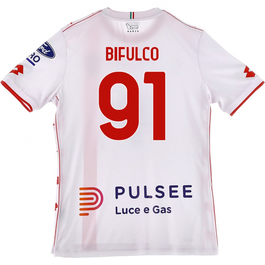 Férfi Davide Bifulco #91 Fehér Piros Idegenbeli Jersey 2024/25 Mez Póló Ing