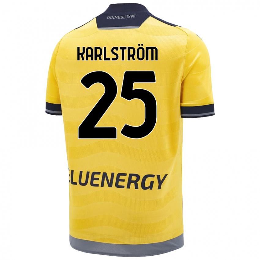 Férfi Jesper Karlström #25 Aranysárga Idegenbeli Jersey 2024/25 Mez Póló Ing