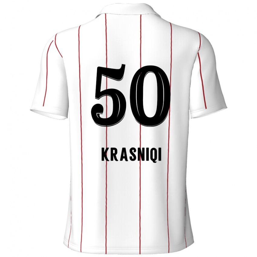 Férfi Laurit Krasniqi #50 Fehér Fekete Idegenbeli Jersey 2024/25 Mez Póló Ing