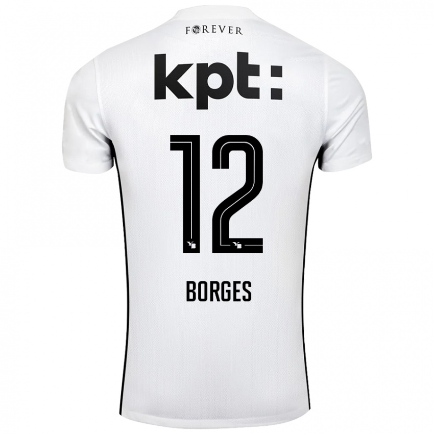 Férfi David Borges #12 Fehér Fekete Idegenbeli Jersey 2024/25 Mez Póló Ing