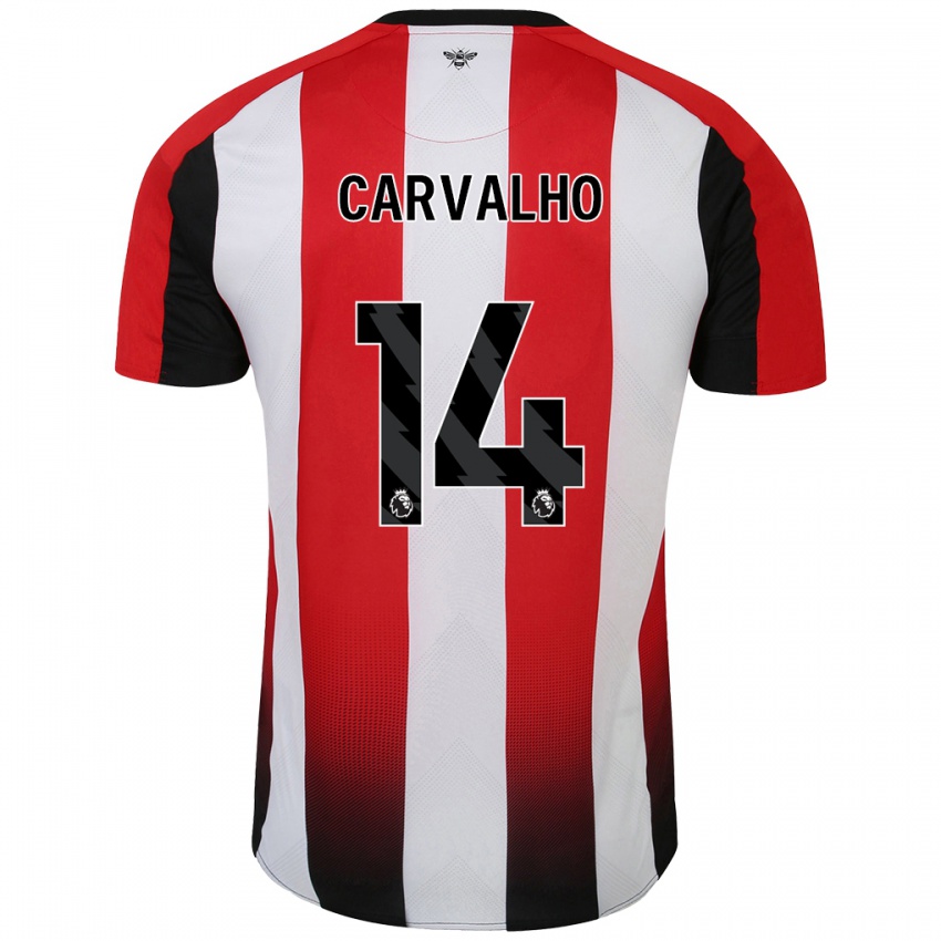 Női Fabio Carvalho #14 Piros Fehér Hazai Jersey 2024/25 Mez Póló Ing