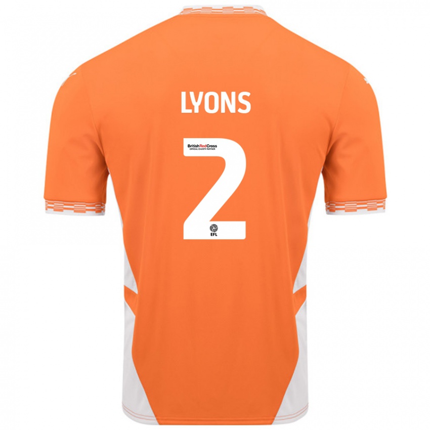 Női Andy Lyons #2 Narancssárga Fehér Hazai Jersey 2024/25 Mez Póló Ing